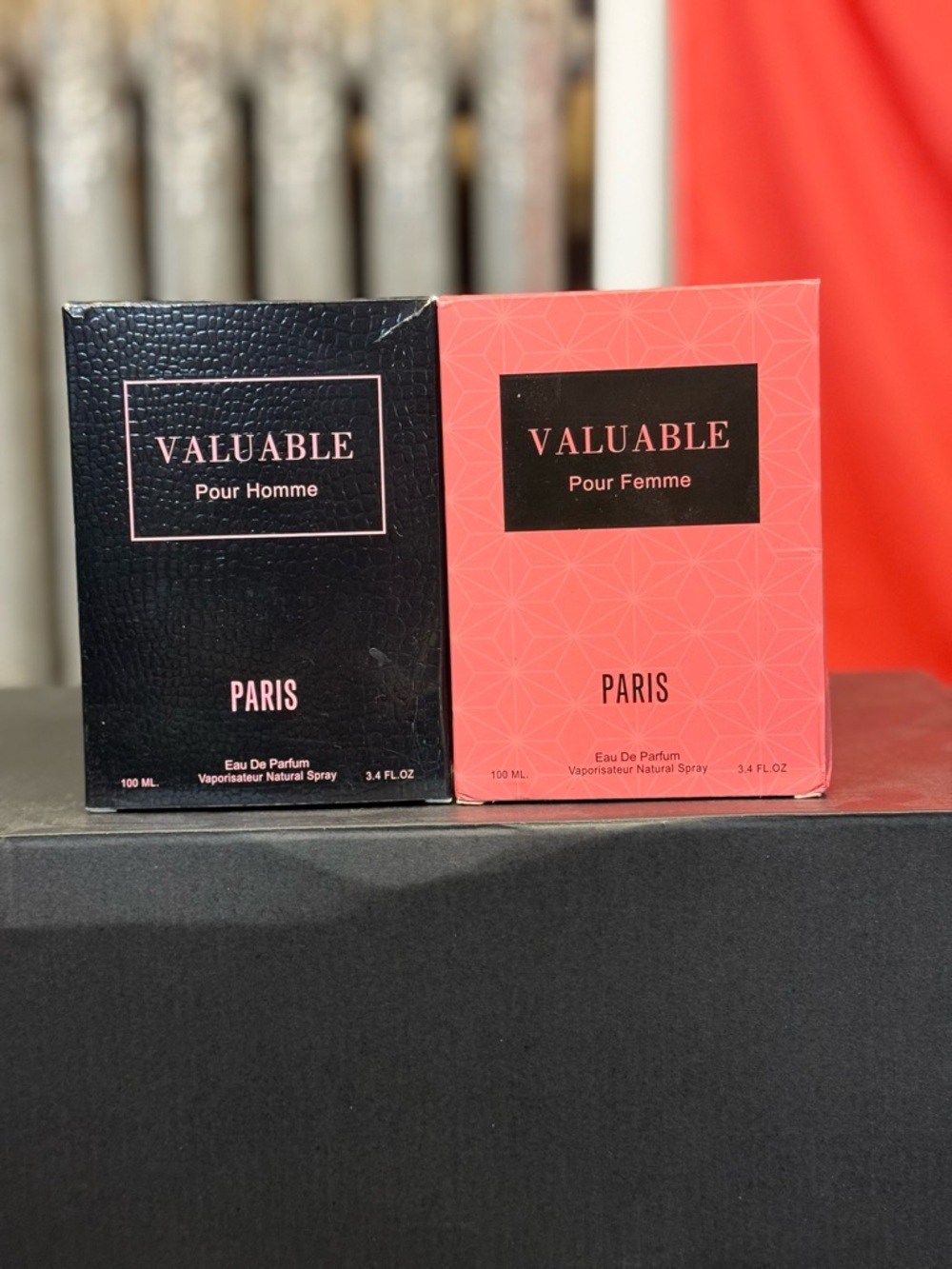 Valuable Paris Eau de Parfum Set - Pour Homme & Pour Femme (Black & Coral)